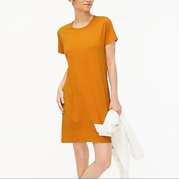 J. Crew Stylish Chic Orange Cotton Pullover T-Shirt Style Dress Size Large L - Picture 1 of 6